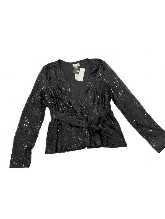 52Seven Tops - NWT 52Seven Black Sequin Wrap Blouse Top XL Party Sparkle Goth Night Out Retro